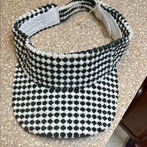 Anthropologie Charcoal and White Checkered Terry Headband